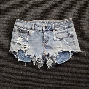 y2k Micro Mini Shortie A&E Denim Distressed Shorts Sz 4